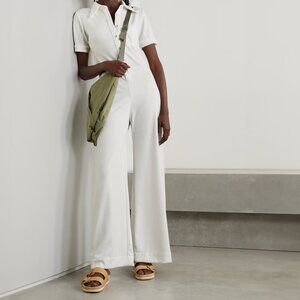 Suzie Kondi | NWT Short-Sleeve Jumpsuit‎ in Ivory White Ponte | made in LA